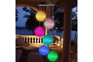 iShabao Sfera Campanelli Eolici Solare, 6 LED Carillon del Vento Solare, Campanelli Solare Impermeabili, Cambia Colore, Regalo Mamma/Donna, Decorazione di Alberi, Balconi, Matrimoni