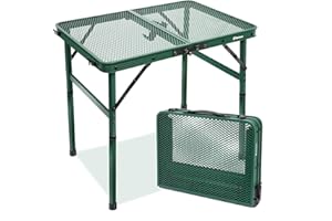 E EASTSTORM Tavolino Pieghevole da Campeggio 60×40cm，Tavolo Grigliato con Griglia in Metallo，2 Regolabili in Altezza Portatile per Picnic Giardino Balcone Mercato Barbecue Spiaggia