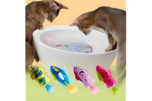 Tyasoleil Lot de 4 poissons électroniques pour animaux de compagnie, jouet électronique pour chat, lumière LED, poisson électronique qui peut nager dans l'eau, jouet pour chat