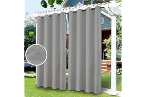 LIVEGO Zasłony zewnętrzne, wodoodporne, zaciemniające, na przelotkach, nieprzezroczyste, do altany, drzwi przesuwnych, pergoli, izolacja cieplna, ochrona prywatności (2 szt./ 132 x 213 cm, jasnoszare)