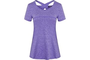 iClosam Maglietta Sportiva Donna T Shirt Palestra Donna Maglia Maniche Corte Corsa Asciugatura Rapida Top Elastico Magliette Fitness Yoga Tee