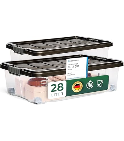 Novaliv Onderbedcommode met wieltjes, 28 liter, Opbergbakjes