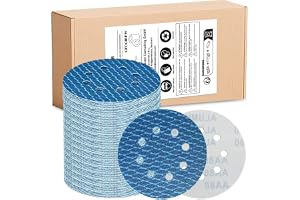 70 Stycken Slippapper 125 mm Kardborreband, Slipskivor 8 hål, P60 Excentrisk runt Sandpapper för Vattentät Slipslippolering/M