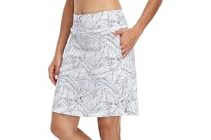 M MOTEEPI Tennisrock Damen 20'' Knielang Rock Mit Hose Drunter Damen Hohe Taille Hosenrock Skort Skirt for Women Golfrock Sportrock Midi Rock Damen Sommer Mit Taschen Innenshorts