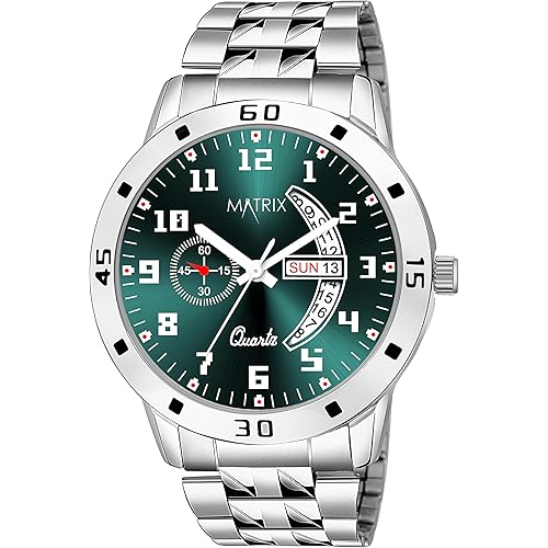 Matrix Blue, Black & Silver Dial, Day & Date Functioning, Stainless Steel Strap Analog Watch for Men & Women