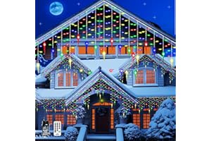 EASTERNSTAR Łańcuch Świetlny z Sople Lodu, Lampki Choinkowe, 10M 400 LED Kurtyna Świetlna z Sterowanie Pilotem, 8 Trybów Wodoodporne, na Wesele Imprezę Halloween Boże Narodzenie Dekoracje, Kolorowy