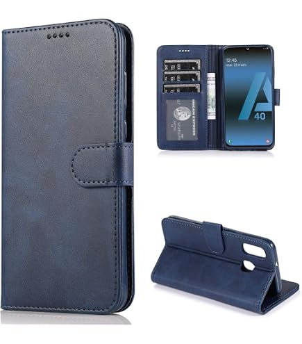 KANVOOS Cover per Samsung Galaxy A12, custodia protettiva in pelle PU, antiurto, portafoglio, 4G/5G (blu
