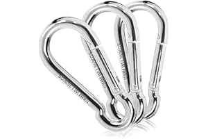 com-four® Ganchos de Seguridad 3X - Ganchos de Seguridad de Acero con Capacidad de Carga de 350 kg - para toldo, Parrilla Flotante, Saco de Boxeo y Mucho más