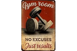 MOVSTRB Gym Motivation Metal Tin Sign Gym Room Weightlifting Dumbbell Fitness Poster Painting Home Man Cave Garage Wall Decor Retro Poster 8x12 Inch