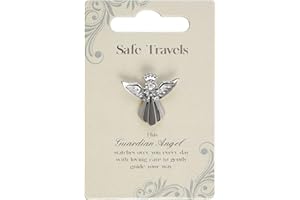 GUARDIAN ANGEL Safe Travels Silver Coloured Angel Pin With Gem Stone Sentimental Gift Idea