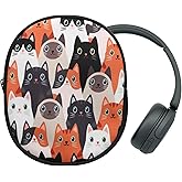 kwmobile Funda Compatible con Headset/Overear Headphone Estuche - Funda para Auriculares Headset con Cremallera - Gatitos