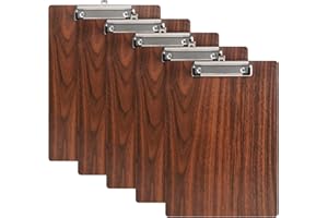 SOYIRI A4 Portapapeles de Madera con Pinza,5 Piezas Portapapele con Agujero Colgante,Clipboards Tablero de Escritura