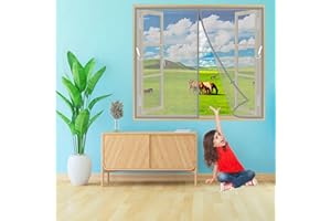 TOPZXL Moustiquaire Fenêtre 115x190 cm MagnéTique Rideau Moustiquaire Moustiquaire Fenêtre Fenetre Rideau Anti Mouche pour Fenêtre d Entrée Intérieur Patio Gris Z