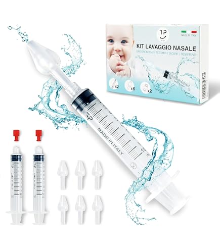 2Easy Irrigatore Nasale professionale 2 pezzi, Dispositivo Medico, Ideale per Bambini e Neonati, sicuro, BPA Free, Riutilizzabile, Lavaggio Nasale neonato