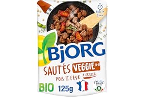 BJORG - Sauté Veggie Bio - Pois et fèves - Source de Protéines - Pauvre en Acide Gras Saturé - à Poêler - 125 g