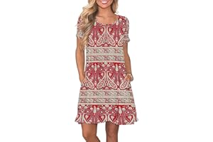 AUSELILY Damen Kleider Sommer Kurzarm Shirtkleider Kurz Sommerkleider Leicht Freizeitkleid mit Taschen