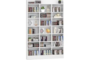 Hzuaneri Étagère Bibliothèque, Rangements pour CD et DVD 8 Niveaux, Meuble de Rangement multimédia, Armoire de Rangement CD pour 747 CDs pour Le Salon, Bureau, 17 x 100 x 154,5 cm, Blanc CR18003X