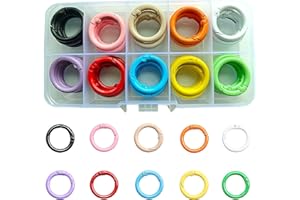 Fubuuf 50 Pezzi Mini Moschettone Rotondo 24mm Anello Molla in Metallo con Scatola Trasparente, O-Ring Clip Scatto Portachiavi Ganci Colorato per Portafogli, Borse, Artigianato Fai da Te (10 Colori)