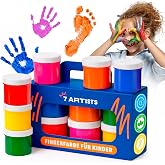 7 Artists Washable Non-Toxic Baby Finger Paint 6x60ml &ndash; Finger Paint for Children 1, 2, 3 Years | Paint with Hands and Feet |