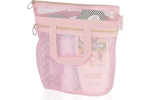 MEZOKUCEL Borsa da Doccia in Rete, Borsa da Doccia Pieghevole, Impermeabile Mare Multifunzione Borsa Da Appendere per Campeggio Articoli da Toeletta Vestiti Spa E Viaggi (rosa)