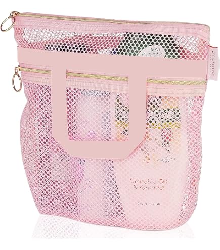 Sac De Douche En Maille Dinghaole – Set De 2, 25x26 Cm, Léger, à Séchage Rapide, Pour Gymnase, Plage Ou Voyage (Rose + Foncé)