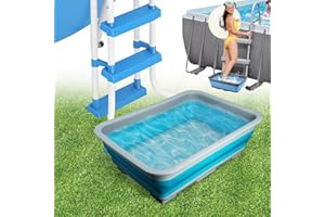 AIDODIA Pediluve Piscine, Bassine Pied, Bassine Pour Bain De Pieds Pliable AntidéRapant, Accessoires Pour Piscine, 37x27x11.8cm, Pour éChelles Piscines, Rincez Vos Pieds, Garde La Piscine Propre. (bleu)
