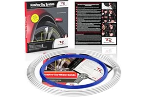 TR RIMPRO-TEC RIMPRO-TEC, Rim Protectors and Rim Savers, Reduces Edge Damage, 4X Fine Interior Scratches + 4X Base, Protector for Car Wheels (intérieur Bleu extérieur Blanc)