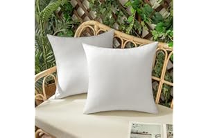 Woaboy 2 pezzi Federe per Cuscini in Lino Impermeabile Aria aperta Divano Confortevole Moderno Morbido Durevole Cerniera Invisibile per Cortile Giardino Soggiorno Balcone 40X40 CM Bianco