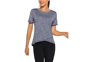 Terecey Camiseta Deporte Mujer de Manga Corta Camiseta Tecnica para Mujer y Cuello Redondo Camisetas Gym Mujer para Yoga Fitness Pilates S-XXL