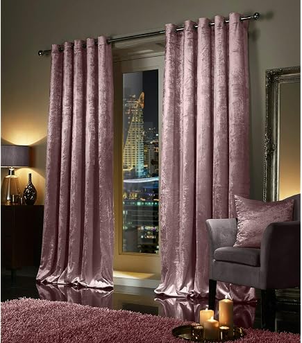 Vapi Crushed Velvet Curtains – Pair With Eyelet Rings & Tie Backs, Luxurious Quality For Living Room Or Bedroom