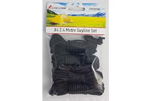 ESW LEISURE Guyline Ropes 4 Pack For Tents Awning Camping Strong Lightweight Paracord Guy Rope With Tensioner Guy Lines Fishing Umbrella Shelter Bivvy For Caravan Gazebo Tarp (Black, 2.4 Metre 4 Pack)