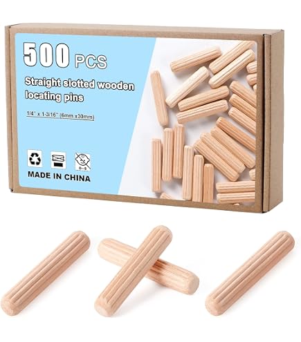 50 Stück Holzdübel Aus Buche, 6x40 Mm – Flach, Riffelig, Für Möbelbau & Zimmerei