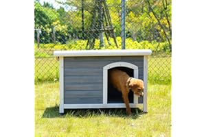 Petsfit Outdoor Dog House with Removable Floor for Easy Cleaning, Dog Kennel for Outside, Insulated Outdoor Wooden House,Pitch Roof, Small Hide Shelter