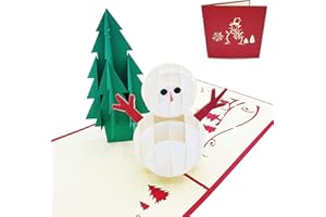 Typicshop Tarjeta de felicitación navideña 3D - Muñeco de Nieve con árbol - Postal 3D de Navidad