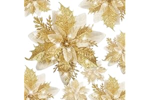 BLAZOR Decorazioni Natalizie, Fiori per Albero di Natale Artificiali, Fiori Finti Glitter Ornamenti di Natalizi, per Albero di Natale Festivo, Ghirlanda, Feste di Matrimonio Addobbi