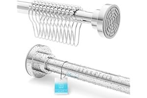 Benkstein® ausziehbare Duschstange ohne Bohren 125-220 cm - Edelstahl Duschvorhangstange 12 Ringe - Teleskop Klemmstange stabil Vorhangstange ohne bohren Duschstange Duschvorhangstange ohne bohren