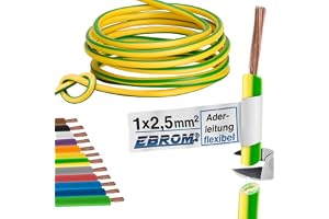 Ledarledning – enkel laddare flexibel – PVC-kabel – H07V-K 2,5 mm² – färg: grön gul 10m/15m/20m/25m/30m/35m/40m/45m/55m/60m t