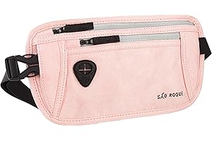SAO ROQUE ® Bauchtasche Damen Herren, Reisepasshülle Gürteltasche Reise Gadgets mit RFID Blocker, Hüfttasche stylisch, Geldgürtel flach (Schwarz)