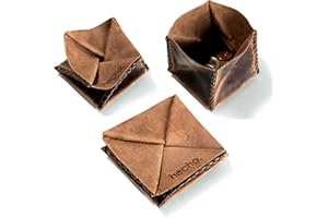 hecho. Münzbeutel - Pull-Up Leder | Handgefertigt & Fair - Faltbare Kleingeldbörse für Herren und Damen (Münzbörse für Kinder, Kleingeld Portemonnaie, mini Geldbörse Herren, Müngeldbörse)