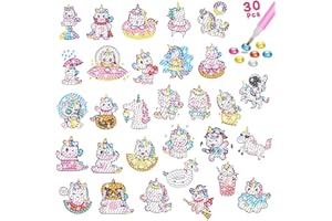 CHYEEH 5D Pittura Diamante Adesivo per Bambini [30 Pezzi] DIY Diamante Painting Kit Bambini Diamond Painting Animali Diamante Adesivo Kit, Strumenti da Disegno Mosaico, per Bambini Principianti Adulti