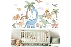 ‎WONDEVER wondever Wandtattoo Dinosaurier XXL Boho Wandaufkleber Dino Groß Dschungel Tiere Kinder Palme Baum Wandsticker Wanddeko für Jungen Babyzimmer Kinderzimmer Spielzimmer