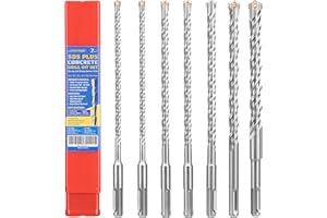 KapStrom 7-częściowy zestaw wierteł węglikowych SDS Plus (6/8/10/12/14 mm) do młotów udarowych i wiertarek udarowych, z końcówką wolframową do betonu i muru z cegły