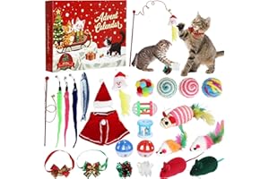 EUG-PRODUCTS Cat Advent Calendar 2025, 24 Day Countdown to Christmas Cat Gifts with 24pcs Assorted Cat Interactive Toys Countdown Calendar for Kitten Flurry Friends