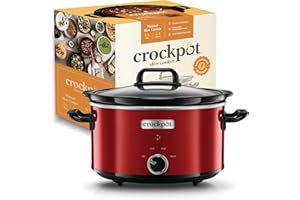 ‎CROCK-POT Crock-Pot Schongarer Slow Cooker | 2 Temperatureinstellungen + Warmhaltefunktion | 3,5 Liter (3-4 Personen) | Rot [SCV400RD]