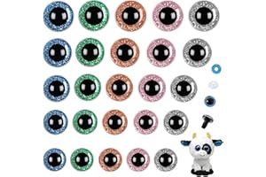 KASESSS 50 Piezas Ojos Manualidades, 12-20mm Ojos de Seguridad para Amigurumi, Ojos Amigurumi, Color Ojos Manualidades con Juntas, Glitter Ojos para Crochet Animales para Manualidades, Muñecas
