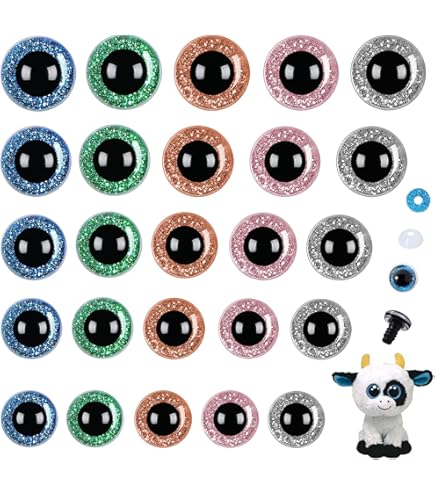 Yeux Pour Peluche TOAOB Lot De 28 Yeux De Sécurité En Plastique à Paillettes De Yeux De Securite Amigurumi 12mm