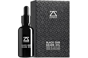 ZOUSZ Black Oud Beard Oil for Men – Natural Beard Growth Oil with Argan & Avocado Oils – Sandalwood Scent – Softens, Strengthens & Conditions Facial Hair Men's Gift For Him – 30ml Bottle