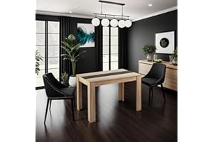 FURNCO | Compact Dining Table - Orin DT, 120x80 cm | Sturdy and Stable Wooden Table for 4-6 People | Wood Kitchen Dinner Table for Dining Room, Home, Office | Sonoma Oak/Black-White (only table)