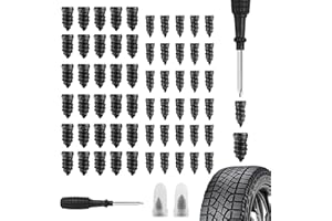 GTLM Kit Repara Pinchazos Coche con 60 Bastones y un Destornillador,Repara Pinchazos Coche para una Reparación Temporal Rápida de Pequeños Agujeros,Accesorios Coche para Neumáticos