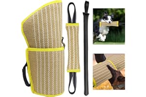 DGSL Dog Bite Training Set - Dog Bite Sleeve, Dog Bite Pillow Tug Toy, Dog Training Stick - Professional Training Equipment for Training, Biting, Interactive, Fetch, K9, Puppy (Vertical Stripe)